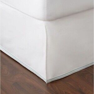 NIP $160 HUDSON PARK COLLECTION Bedskirt CAL KING Italian Percale White Teal 16"
